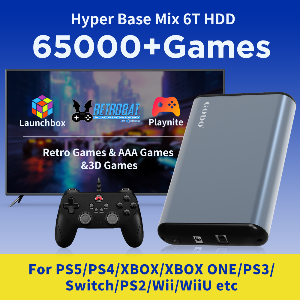 Retro Gaming Ps3 - JMachen 6TB แบบพกพา HDD ระบบ 3-in-1