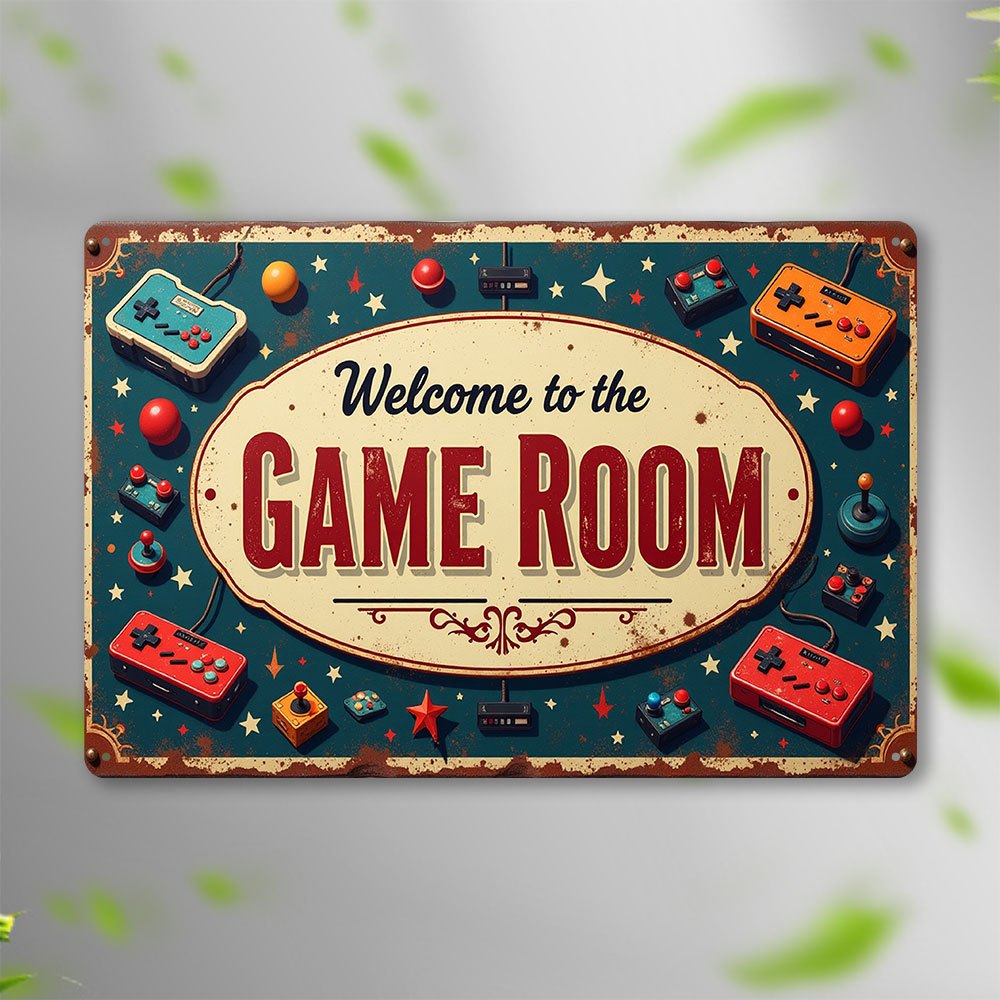 Retro Gaming Icons - ป้ายโลหะวินเทจ 
