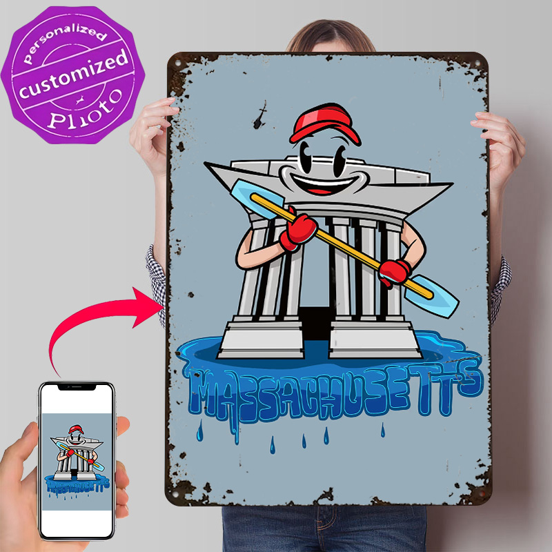 Retro Gaming Icons - โปสเตอร์พิมพ์ลาย 3 มิติ รูปไอคอนเมืองแมสซาชูเซตส์ งานศิลปะตกแต่งผนังแบบส่วนตัว ป้ายโลหะสไตล์เรโทร