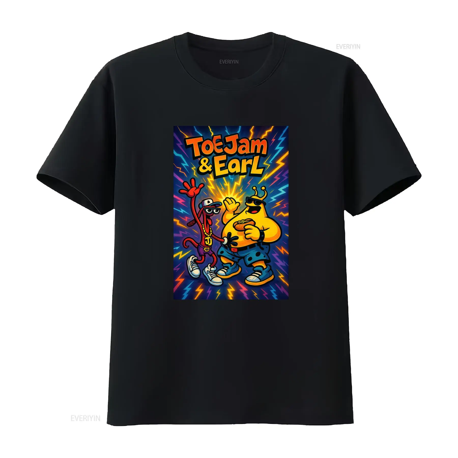 Retro Gaming Icons - เสื้อยืดวิดีโอเกม Toejam Earl Retro ลายตัวละครสุดไอคอนิกพร้อมโลโก้ พิมพ์ลายลำลอง