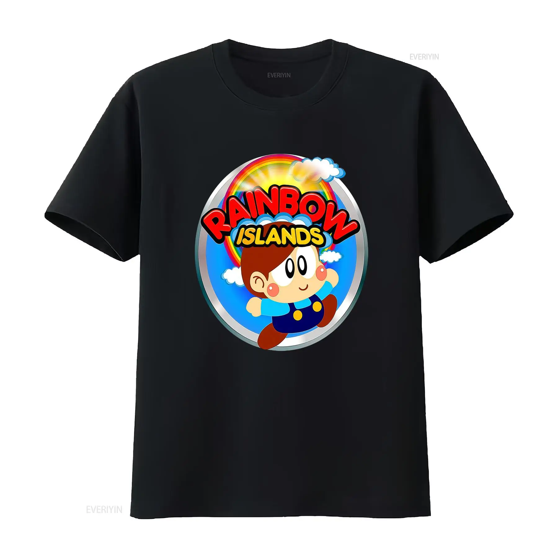 Retro Gaming Event - เสื้อยืดวิดีโอเกม Rainbow Islands พิมพ์ลายโลโก้ Retro Arcade