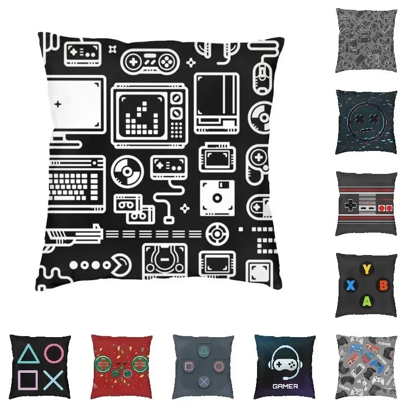 Retro Gaming Icons - Home Decor Retro GAMING ไอคอนรูปแบบหมอนรูปแบบเบาะรองนั่งเหมาะสําหรับโซฟาห้องนอนรถหมอน